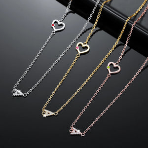 Zircon Initial Necklace 18K Gold-Plated Crystal Chain Heart Personalized Letter