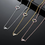 Zircon Initial Necklace 18K Gold-Plated Crystal Chain Heart Personalized Letter