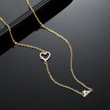 Zircon Initial Necklace 18K Gold-Plated Crystal Chain Heart Personalized Letter
