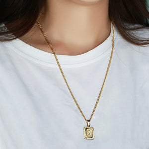 Stainless Steel Initial Letter Pendant Necklace for Women