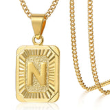 Stainless Steel Initial Letter Pendant Necklace for Women