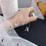 M Letter F 925 Silver Necklace Women Austrian Crystal Jewelry