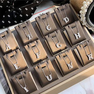 M Letter F 925 Silver Necklace Women Austrian Crystal Jewelry