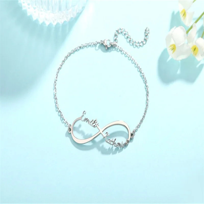Infinity Loop Name Bracelet Personalized Jewelry