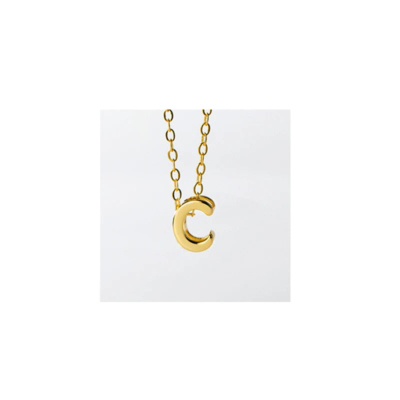 Initial Necklace 925 Silver Women Letter Pendant Choker Gift