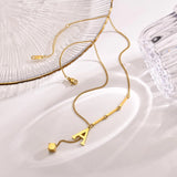 Y Shape Initial Necklace for Women, Stainless Steel Alphabet Pendant