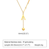 Y Shape Initial Necklace for Women, Stainless Steel Alphabet Pendant