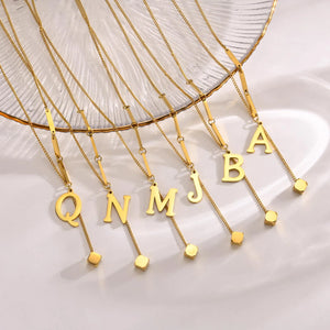 Y Shape Initial Necklace for Women, Stainless Steel Alphabet Pendant