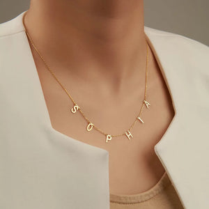 Initial Solid Necklace 14K Letter Name Multiple Letters Necklace