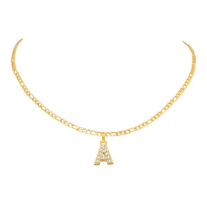 Zircon Pendant Necklace Small Bling Letter Charms Choker
