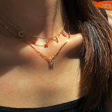 Zircon Pendant Necklace Small Bling Letter Charms Choker