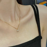 Zircon Pendant Necklace Small Bling Letter Charms Choker