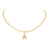 Zircon Pendant Necklace Small Bling Letter Charms Choker