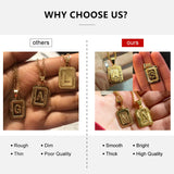 Initials Pendant Letter Necklace Silver Square Alphabet Charm