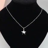 Crystal Zircon Pentagram Star Pendant 925 Sterling Silver Necklace