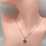 Crystal Zircon Pentagram Star Pendant 925 Sterling Silver Necklace