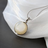 Mother Of Pearl Shell 18K Plated Pendant 925 Sterling Silver Lady Jewelry