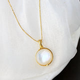 Mother Of Pearl Shell 18K Plated Pendant 925 Sterling Silver Lady Jewelry