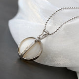 Mother Of Pearl Shell 18K Plated Pendant 925 Sterling Silver Lady Jewelry