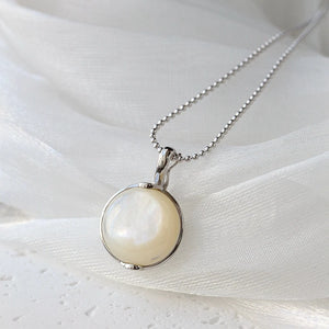 Mother Of Pearl Shell 18K Plated Pendant 925 Sterling Silver Lady Jewelry