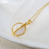 Mother Of Pearl Shell 18K Plated Pendant 925 Sterling Silver Lady Jewelry
