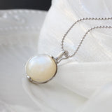 Mother Of Pearl Shell 18K Plated Pendant 925 Sterling Silver Lady Jewelry