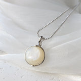 Mother Of Pearl Shell 18K Plated Pendant 925 Sterling Silver Lady Jewelry