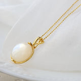 Mother Of Pearl Shell 18K Plated Pendant 925 Sterling Silver Lady Jewelry
