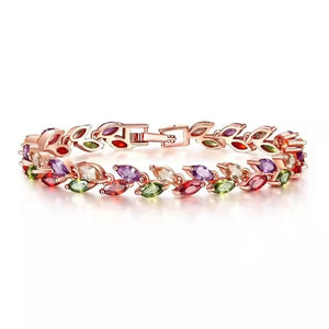 Inlaid Tourmaline Leaf Bracelet 18K Female Candy Tourmaline Bracelet
