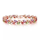 Colorful Tourmaline Leaf Bracelet - Y2k Style Jewelry for Women
