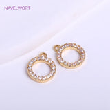 Zircon 8mm Round Pendant 14K Plating Brass Metal Charms DIY Jewelry Making