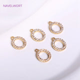 Zircon 8mm Round Pendant 14K Plating Brass Metal Charms DIY Jewelry Making