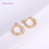 Zircon 8mm Round Pendant 14K Plating Brass Metal Charms DIY Jewelry Making