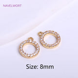Zircon 8mm Round Pendant 14K Plating Brass Metal Charms DIY Jewelry Making