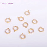 Zircon 8mm Round Pendant 14K Plating Brass Metal Charms DIY Jewelry Making