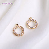 Zircon 8mm Round Pendant 14K Plating Brass Metal Charms DIY Jewelry Making