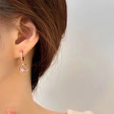 Zircon Star Moon Stud Earrings 925 Silver Elegant Party Gift