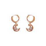 Zircon Star Moon Stud Earrings 925 Silver Elegant Party Gift
