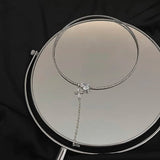 Crystal Tassel Cross Zircon Necklace for Choker Dress