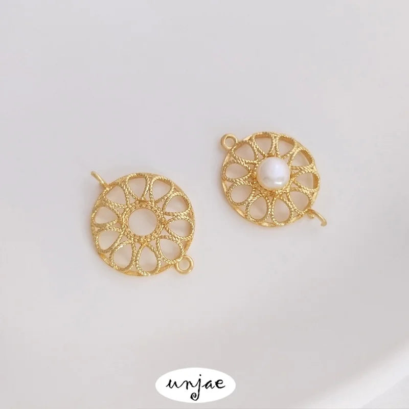 14K Lace Round Octagonal Star Double Hanging DIY Bracelet Earrings