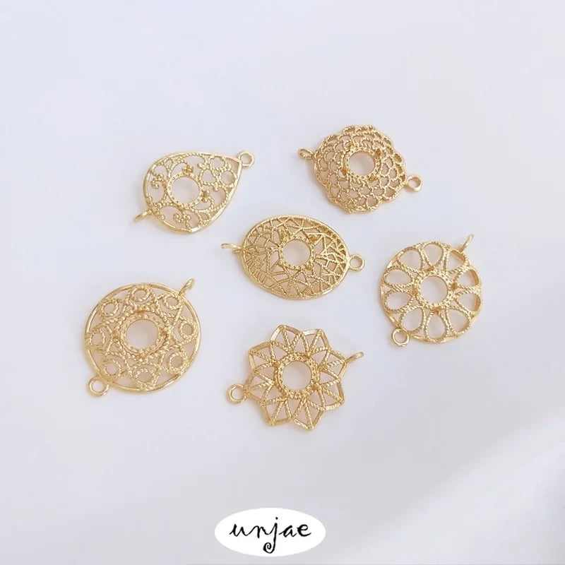 14K Lace Round Octagonal Star Double Hanging DIY Bracelet Earrings
