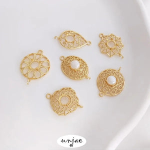 14K Lace Round Octagonal Star Double Hanging DIY Bracelet Earrings