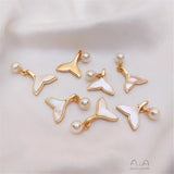 14K Shell Whale Tail Bead Pendant Necklace DIY Accessory