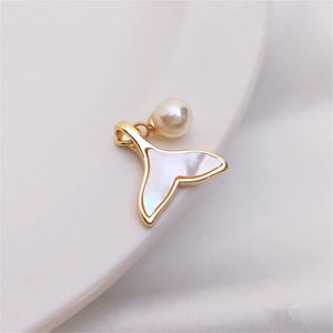 14K Shell Whale Tail Bead Pendant Necklace DIY Accessory