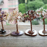 Natural Quartz Crystal Money Tree Agate Base Home Decoration