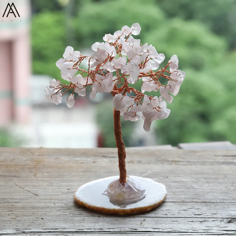 Natural Quartz Crystal Money Tree Agate Base Home Decoration