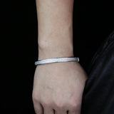Double Row CZ Iced Bangle Bracelet for Women