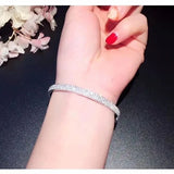 Double Row CZ Iced Bangle Bracelet for Women