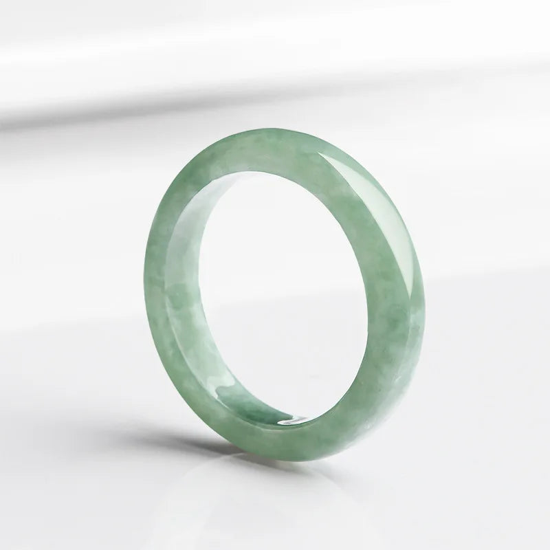 Natural Emerald A-goods Ring For Men Women Couple Pair Circle Jade Hand Jewelry