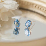 Sky Oval Gemstone Earrings - Bright Jewelry Accessories